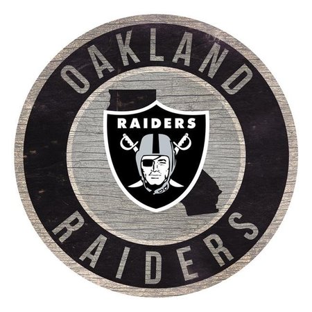 FAN CREATIONS Oakland Raiders Sign Wood 12 Inch Round State Design 7846020226